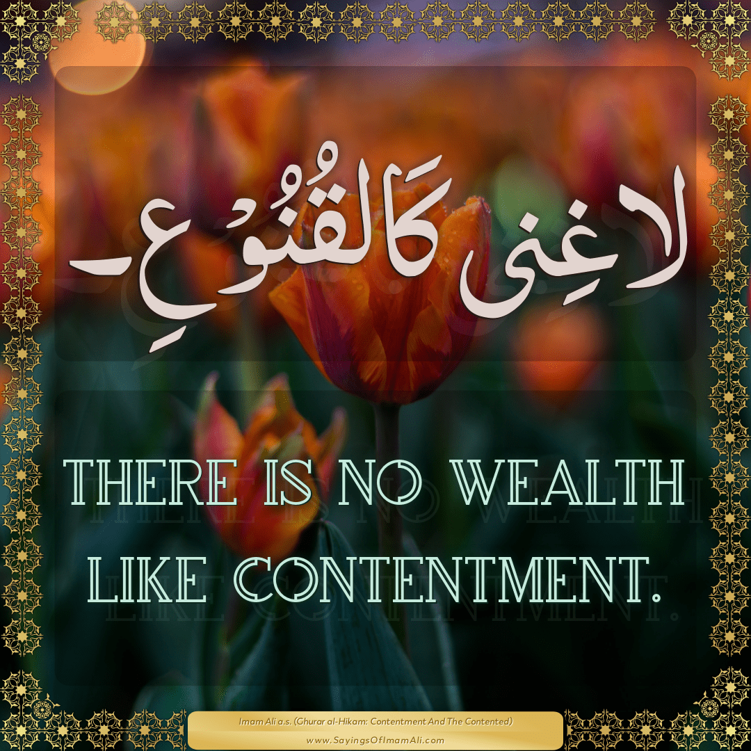 There is no wealth like contentment.